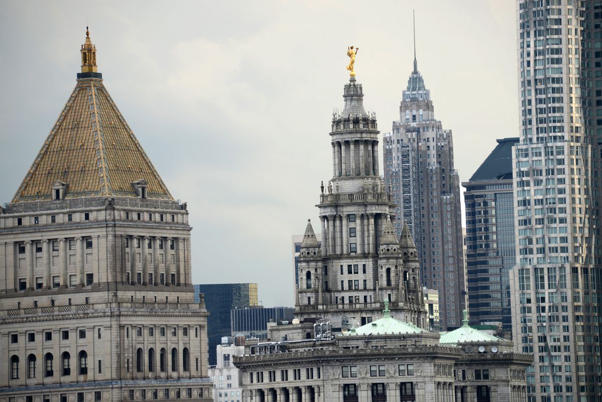 08-04 Thurgood Marshall United States Courthouse, Manhattan Municipal Building, American International Building, New York By Gehry Close Up From Rooftop NoMo SoHo New York City